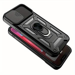 TEMU 아이폰 15 14 13 12 11 프로 맥스 / 13 12 8 7 플러스 XS 맥스 XR 호환 럭셔리 충격방지 360 링 스탠드 아머 케이스 - 뒷면 커버