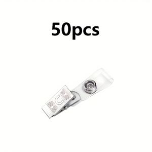 TEMU 2D 배지 홀더 50개입, 고품질 배지 클립, ID 배지 홀더 (메탈 및 투명 플라스틱 PVC 숄더 스트랩 포함), ID 카드, 학생 카드, 은행 카드 및 명함에 적합