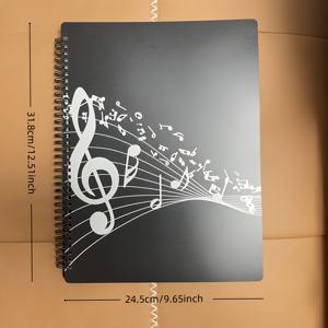 TEMU 40장 양면 쓰기 가능한 피아노 줄자 디자인 클립 - 고품질 종이 & 내구성 있는 바인딩, 피아노·기타·바이올린 연주자를 위한 페이지 넘김용 블랙 시트 홀더, 공연 준비 및 정리 필수품, 피아노 테마 선물, 음악가 액세서리, 안정적인 악보 보관