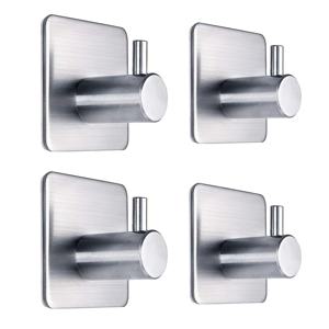 TEMU 접착식 타월 후크 고하중 벽걸이 후크 방수 스테인리스 스틸 행거, 코트, 모자, 수건, 가운용 후크 랙 벽걸이형 - 욕실 및 침실용 4개입, 다용도 후크