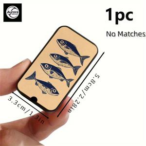 TEMU 1개, 참고기 그림 철제 뚜껑 , 물고기는 해안에서 멀어지지 않은 한 조각의 바를 지니고 있습니다! 작은 물건에 독특한 매력을 더하는 트리메트 보관함. 매치 포함 안됨, 패셔너블하고 섬세한 패턴