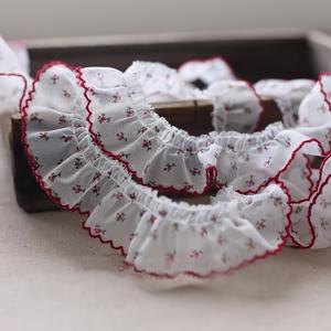 TEMU 화이트, 레드, 블루 프린트 패턴의 플로랄 레이스 트림 - DIY 재봉틀, 드레스메이킹, 공예용 - 스커트, 블라우스, 홈 데코 장식용 폴리에스터 원단, 레이스 트임, 우아한 가장자리, 가벼운 소재, 공예 애호가를 위한 장식 테두리