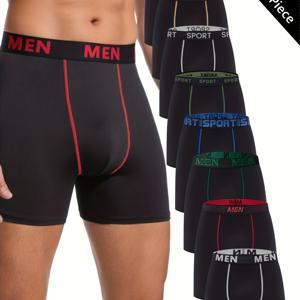 TEMU 1/3/5개 랜덤 남성용 편안한 슬림핏 쉐이핑 속옷 - 통기성, 신축성, 빠른 건조, 탄력 있는 허리밴드, 봄철 스포츠, 운동, 캐주얼 착용에 적합 - 롱 박서 속옷 - 부드럽고 가벼우며 흡습성, 운동 필수품,통기성 복서,신축성 있는 허리밴드,부드러운 원단,운동용 팬티