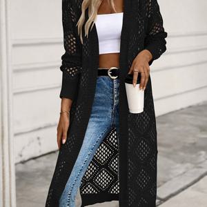 TEMU 여성용 크로셰 레이스 오프숄더 롱 기모노 가디건, 봄/여름 비치웨어 (비키니 미포함)