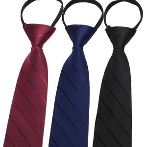 TEMU 3개입 쉬운 풀 레이지 타이 세트, 내구성 좋은 원단, 남성용 지퍼 스타일 매듭 없는 블랙 수트 드레스 칼라, 비즈니스, 웨딩, 캐주얼 의류에 적합