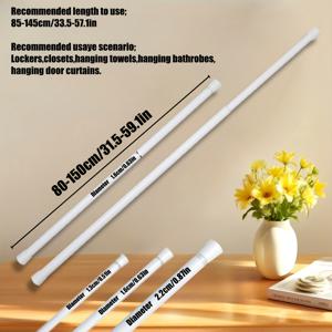 TEMU 텐션 커튼봉 2개, 스프링식 장력 조절식 미끄럼 방지 무타공, 창문, 욕실, 옷장, 주방, 집 장식용, 고하중 텔레스코픽봉, 빨래 건조대, 도어 커튼봉, 목욕 타월봉, 샤워 커튼봉