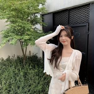 TEMU 여성용 아이스 파이버 원단 베이직 가디건 의류, 봄 여름 가을 메쉬 얇은 경량 숄 아우터웨어, 베스트 가디건, 에어컨용 커버업, 단추식 단색 재킷, 일상 출퇴근용 다용도