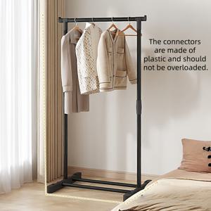 TEMU 볼드 스틸 파이프 옷걸이 침실 바닥 걸이 대용량 행잉 로드 가정 기숙사 접이식 옷 건조대 핵심 장점: 아크 디자인, 공간 절약형 수직 독립형, 블랙 옷장 수납 정리함, 넓은 밴드 베이스