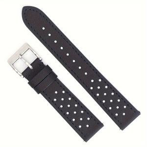 TEMU 밴드스맨 남성용 퀵릴리스 랠리 퍼포레이티드 나일론 세일클로스 시계 스트랩 & 가죽 시계 밴드 - 18mm 19mm 20mm 22mm, 튼튼한 캐주얼 스타일 탱크 버클, 남성을 위한 완벽한 선물, 크리스마스, 추수감사절, 아버지의 날, 시계 스트랩, 슬림한 손목 밴드, 메탈릭 버클, 스포츠 팔찌, 견고한 구조, 팔찌, 스포츠 애호가용