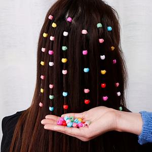 TEMU 120개 컬러풀 미니 헤어 클로 클립 - 귀여운 만화 캔디 컬러 라운드 비즈 헤어 액세서리, 여성용 스위트하고 심플한 플라스틱 헤어 그리프, 일상 스타일용 귀여운 헤어 클립