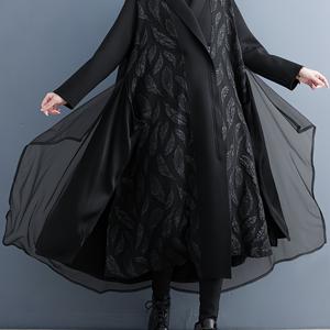 TEMU 일본 스타일 롱 메쉬 트렌치 코트, 편안한 핏과 캐주얼한 느낌, 독특한 칼라 디자인