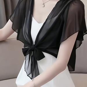 TEMU 새로운 여성용 쇼트 시폰 숄, 다용도 여름 가디건, 가벼운 아우터웨어