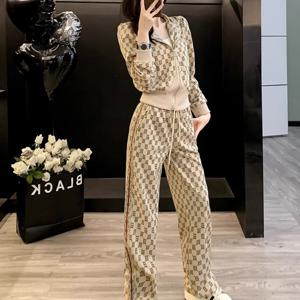 TEMU 여성용 캐주얼 스포츠웨어 봄가을 고급 카디건 스웨트셔츠 투피스