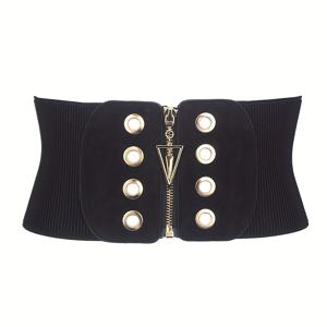 TEMU 여성용 블랙 스트레치 와이드 벨트