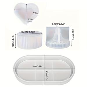 TEMU 4개/세트 실리콘 몰드, 오벌 트레이 몰드 포함, 하트 디쉬 몰드, 뚜껑이 있는 원통형 보관병 몰드, 레진 석고 시멘트 캐스팅 몰드 DIY 캔들 병, 화분, 아트 크래프트, 홈 데코용
