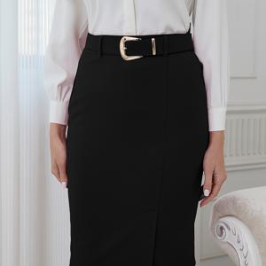 TEMU 엘레강스 스페셜 2025 신상 스타일 데일리 직장용 활용도 높은 앞슬릿 수트 스타일 허벅지를 감싸는 벨트 스커트