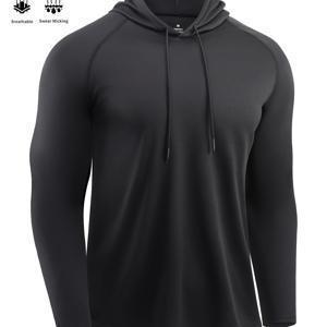 TEMU 남성용 아웃도어 스포츠 통기성 긴팔 후드티, 봄/여름 캐주얼 피트니스 후드티