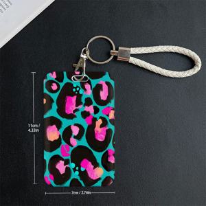 TEMU 네온 도트 패턴 카드 슬리브, ID 카드, 학생증, 교통 카드, 직장 카드용, 분실 방지 끈 카드 슬리브, 고급스러운 선물