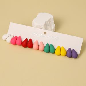 TEMU 7쌍/세트 클래식 사탕 & 도파민 물방울 모양 귀걸이, 우아하고 사랑스러운 스타일 가벼운 소재, 여성 데일리 드레싱