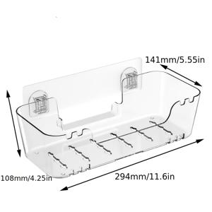 TEMU 1개 투명 목욕 장난감 보관 정리함 | 튼튼한 플라스틱, 벽걸이형, 빠른 건조 및 세척이 용이한 욕실 샤워 캐디, 욕실 정리 및 수납, 선반
