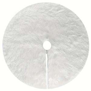 TEMU 크리스마스용 흰색 플러시 인조 모피 트리 스커트: 실내 휴일 축하 행사 및 다양한 축제 세팅에 완벽하며 홈 데코 애호가를 위한 인기 아이템이며 크리스마스 시즌 필수품으로는 높은 품질의 장식입니다.