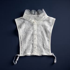 TEMU 여성용 레이스 장식 스탠드 칼라 조끼, 하프 셔츠 스타일 인조 칼라