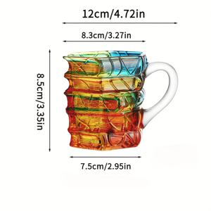 TEMU 1개 수제 유리 커피 머그 - 생생한 멀티컬러 페이지가 있는 쌓을 수 있는 책 테마 컵, 고급스러운 크리스마스 선물, 책 애호가를 위한 3D 책 디자인, 문학 선물, 북클럽, 책 애호가 선물, 책을 좋아하는 장식, 특별한 선물 아이템