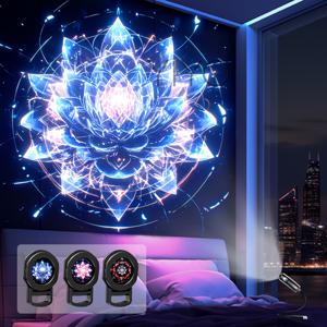 TEMU 드리미 만다라 꽃 프로젝션 USB 조명, 컴퓨터 액세서리 및 전자 가제트로 장식용 분위기 LED 조명. 방 장식과 파티 장면 설정에 이상적이며, 바닥, 천장, 벽에 투사됩니다. 생일 선물이나 휴일 선물로 완벽한 아이템