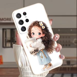 TEMU 갤럭시 S25 S24 S23 S21 FE S22 플러스 울트라 화이트 소프트 쉘 패션 커플 개성 선물용 모바일 폰 케이스 - EE0437