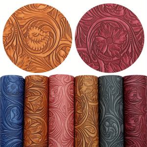 TEMU 6개 세트 7.87x12.99인치 레트로 꽃무늬 양각 인조 가죽 시트, DIY 귀걸이, 머리띠, 파우치, 휴대폰 케이스, 책 커버 공예용 합성 가죽 패브릭