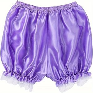 TEMU 여자 여자아이 선물 여성 새틴 레이스 팬티 란제리 러플 블루머 댄스 호박 팬츠 반바지 드로즈|여자사각팬티