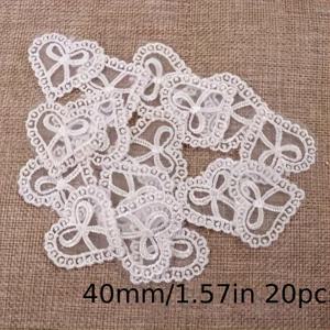 TEMU 20개 화이트 하트 모양 레이스 패치, 40mm - 의류 및 청바지 장식용 DIY 봉제 애플리케