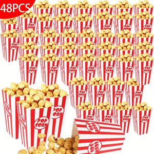 TEMU 100/48/36/24/12개 빨간색과 흰색 세로 줄무늬 팝콘 박스 캔디 종이 상자 선물 파티 포장 상자 5X7X11.5cm 생일/카니발/크리스마스/영화관/쇼핑몰용