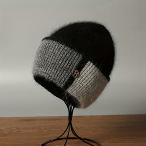 TEMU 새로운 가을 겨울 여성용 모자, 패셔너블한 모자, 대비되는 색상, 귀여운 챙 없는 모자, 활용도 높은 풀오버 모자, 모자, 귀마개, 따뜻하고 두꺼운 방한 모자, 남성용 단색