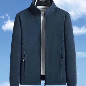 TEMU 남성용 가을/겨울용 플리스 재킷, 스탠드업 칼라로 두껍고 따뜻하며 양모 플리스와 유사하며 안감으로 적합