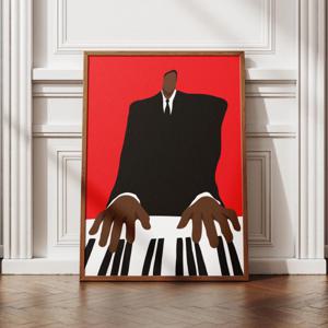 TEMU 2D 플랫, 1개 2D 플랫 재즈 포스터, 피아노를 연주하는 남성을 위한 블랙, 모던 음악 벽 장식, 프레임리스 캔버스 프린트, 다양한 사이즈, 홈 데코, 룸 데코, 침실, 거실, 서재, 주방, 아파트에 적합, 걸기 준비 완료, 홈 아트 페인팅, 2D 플랫