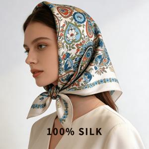 TEMU 100% 멀베리 실크 스퀘어 스카프, 봄, 여름에 완벽, 시원한 넥 스카프, 가벼운 랩, 젊고 우아함, 스타일, 외출, 휴가, 해변, 여름 휴가, 해변, 파티에 적합, 엄마를 위한 선물