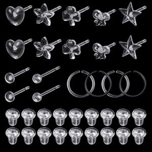 TEMU 9/18쌍 투명 아크릴 스터드 귀걸이, 트랜스퍼런트 이어 피어싱 카티지 헬릭스 다이스 바 여성용 보디 주얼리 - 데일리 & 파티 착용에 편안한 디자인