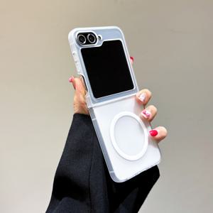 TEMU 휴대폰 케이스 - 아이스 미스트 텍스처 마그네틱 케이스는 삼성 갤럭시 Z Flip 3, Z Flip 4, Z Flip 5, Z Flip 6, Z Flip 7용 풀 보호에 적합합니다.