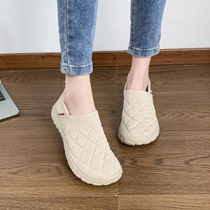 TEMU 여성용 패턴 슬립온 로퍼, 부드럽고 편안한 밑창의 캐주얼 플랫 슈즈, 여성 신발