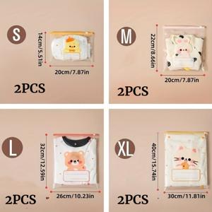 TEMU 랜덤 만화 패턴 플라스틱 보관 가방 4/8개 세트, S, M, L, XL 사이즈 선택 가능. 가볍고 고품질의 여행용품. 옷, 신발, 액세서리에 이상적. 여행 필수품 및 수하물 정리함, 사계절용. 보관, 잡동사니 정리, 옷, 속옷, 신발, 임산부 용품, 수하물칸 보관용으로 사용