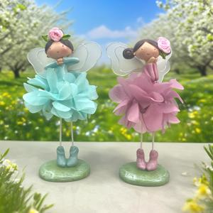 TEMU 집합용 피규어 2개, 핑크 및 블루 요정 장식 조각상, 정원, 발코니, 침실, 책상, 서재에 적합하며 장식용 선물 아이템으로도 사용 가능