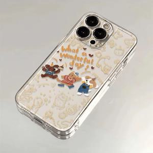 TEMU 폰 케이스: 갤럭시 S24 S23울트라 S22 S21 S20 플러스 FE A30 A20 A50S A13 A22 A32 A72 A51 A73 A71 A23 A14 A34 A54 A15 A25 A35 A55용 라인 베어 카툰 프린트 TPU 풀 패키지 소프트 쉘 방탄 보호 커버