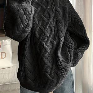 TEMU 플러스 사이즈 - 플러스 사이즈 - 플러스 사이즈 루즈핏 캐주얼 라운드넥 긴팔 풀오버 스웨터