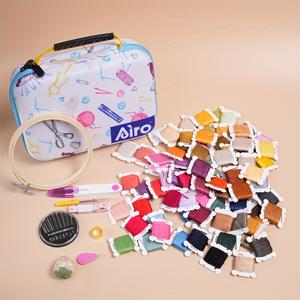 TEMU 80색 수제 크로스 스티치 도구 키트 상자, 와이어 보드, 자, 가위, 실 제거기, 꿰매는 바늘, 자수실, 크로스 스티치 실 팔찌 로프 키트와 보관함