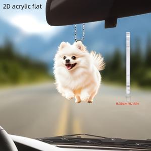 TEMU 귀여운 흰색 폼페라니안이 특징인 2D 평면 아크릴 장식품. 자동차, 백팩 및 홈 데코에 적합합니다. 할로윈, 크리스마스, 추수감사절 및 새해 선물로 이상적입니다. 차량 내부 장식 및 강아지 테마 장식에 좋습니다.