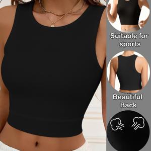 TEMU 가슴 패드 없는 민소매 스포츠 요가 탱크 탑, 심리스하고 스타일리시하며 편안함과 다재다능함을 제공