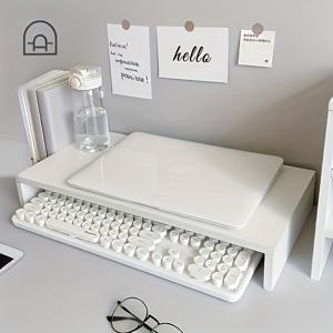 TEMU 화이트 원목 노트북 스탠드, 안정적이고 하중을 견딤, 머리를 아래로 강요하지 않고 목을 보호, 홈 오피스 책상 업그레이드를 위한 훌륭한 아이템, 깔끔한 책상 위를 위한 작은 도우미, 사무 업무 및 공부용으로 모두 적합