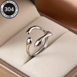 TEMU 고품질 스테인리스 스틸 저자극성 골든 오픈 링, 퇴색 방지, 간편하고 우아함, 데일리 착용 또는 파티에 적합, 패셔너블한 여성용 반지, 주얼리 액세서리, 여성을 위한 고급스러운 선물