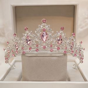 TEMU 1개 빈티지 브라이덜 크라운 | 리니스톤과 모자이크가 있는 복잡한 오픈워크 디자인 헤어밴드, 우아하고 미니멀한 스타일, 웨딩 및 미인 대회 액세서리용 합금 및 아연 합금 소재